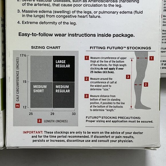 Futuro Anti-Embolism Stockings Unisex M White Thigh Length 541700 Lot Of 5 - Picture 6 of 6